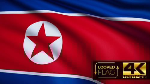 Waving North Korea Flag Loop Animation