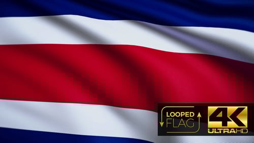 Costa Rica Flag Waving Seamless Loop Animation