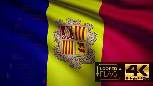 Andorra National Flag Waving Loop Animation