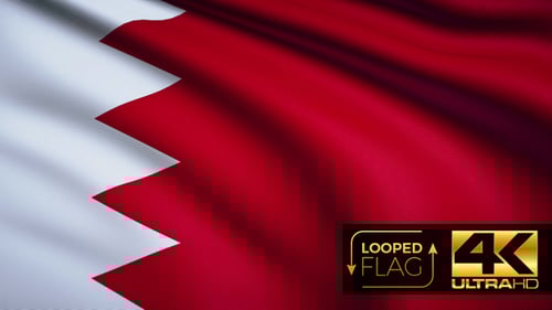 Realistic Bahrain National Flag Waving Seamless Loop