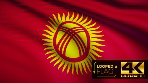 Realistic Kyrgyzstan National Flag Waving Seamless Loop