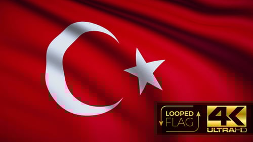 Realistic Turkish Flag Waving Seamless Loop Animation