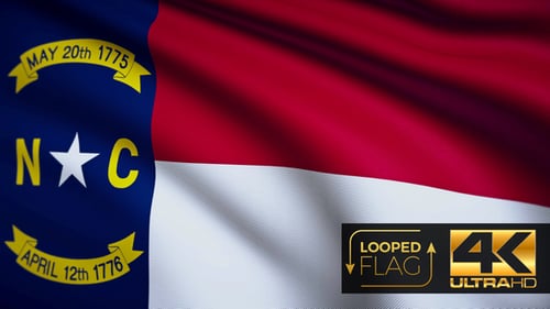 Realistic North Carolina State Flag Waving Animation