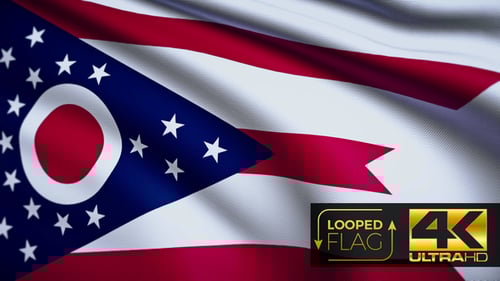Waving Ohio State Flag Seamless Loop Animation
