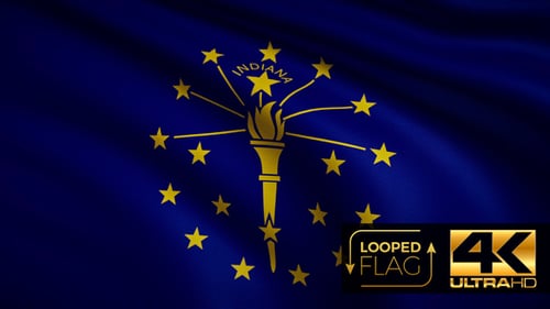 Flag 4K Indiana On Realistic Looping Animation With Highly Detailed Fabric
