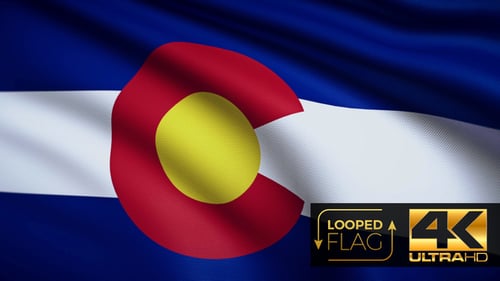 Flagge von Colorado in 4K auf realistischer Loop-Animation mit hochdetailliertem Stoff