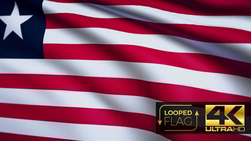 Liberia Flag Waving Animation Seamless Loop 4K
