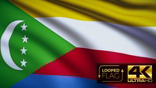 Comoros National Flag Realistic Waving Loop Animation