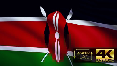 Waving Kenyan Flag Looped in Realistic 3D Animation