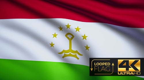 Tajikistan National Flag Waving Seamless Loop