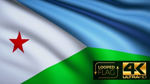 Realistic Looped Djibouti Flag Waving Animation