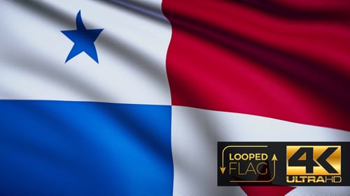 Panama National Flag Waving in Realistic Looped Animation
