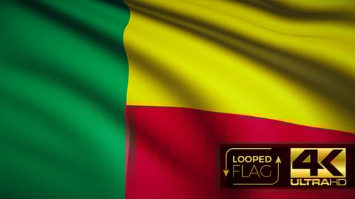 Realistic Looped Waving Benin Flag