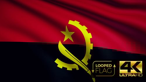 Looped Waving Flag of Angola Animation