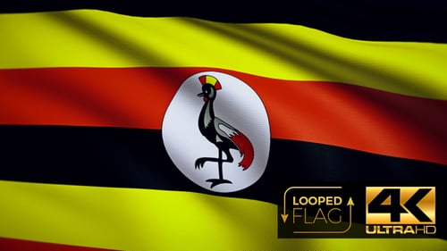 Realistic Waving Flag of Uganda Seamless Loop Animation