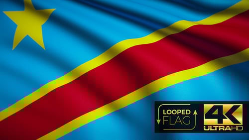 Democratic Republic of Congo Flag Realistic Waving Loop