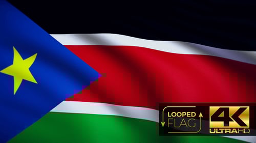 Waving Flag of South Sudan, Looped Fabric Animation