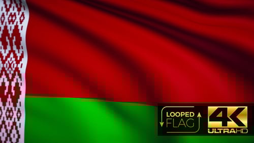Waving Belarus National Flag Loop Animation