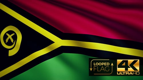 Animated Vanuatu Flag Waving in Seamless Loop