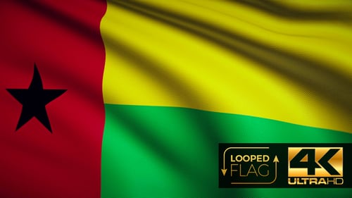 Realistic Guinea-Bissau National Flag Waving Loopable Animation