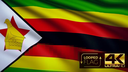 Zimbabwe National Flag Waving Seamless Loop
