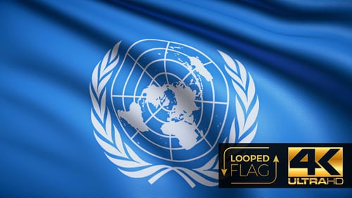 Waving United Nations Flag Loop With UN Emblem