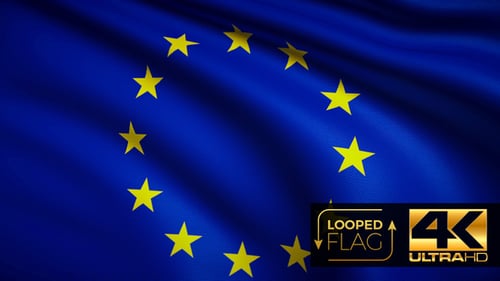 Realistic Waving European Union Flag Animation