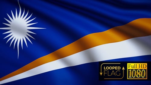 Realistic Waving Flag of Marshall Islands Loop