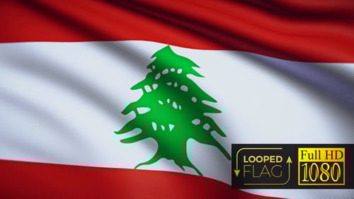 Realistic Waving Flag of Lebanon Seamless Loop