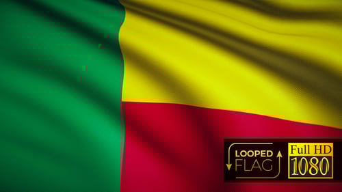 Benin Flag Waving Seamless Loop Animation