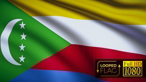 Realistic Waving Flag of Comoros Looped Animation