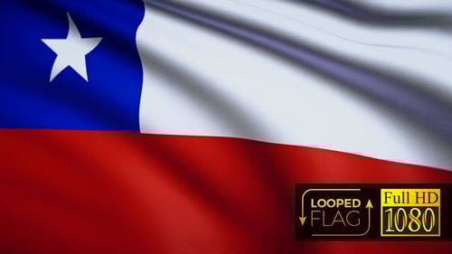 Chile National Flag Waving Seamless Loop Animation