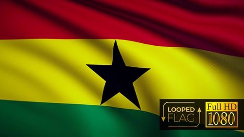 Realistic Ghana Flag Waving Loop Animation
