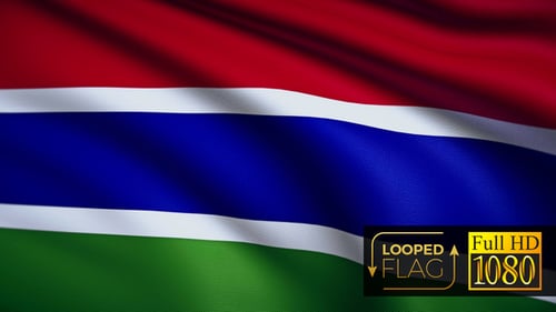 The Gambia National Flag Waving Seamless Loop Animation