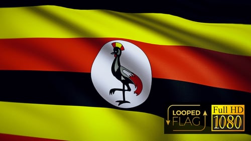 Uganda National Flag Waving Loop Animation