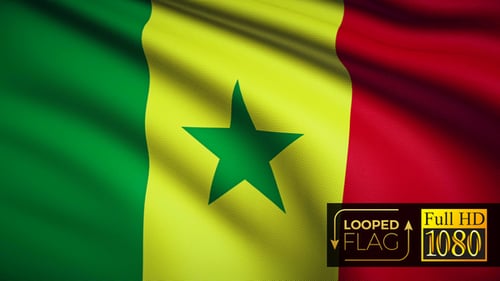 Waving National Flag of Senegal Seamless Loop Animation
