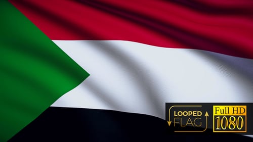 Waving Flag of Sudan on Textured Fabric