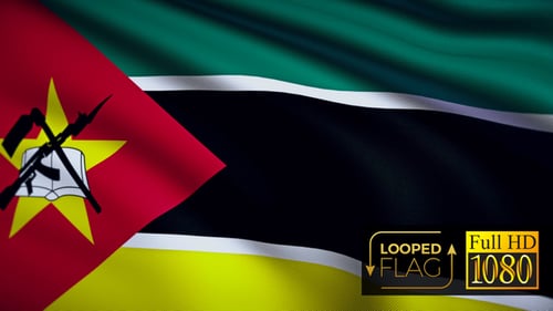 Mozambique National Flag Waving Seamless Loop