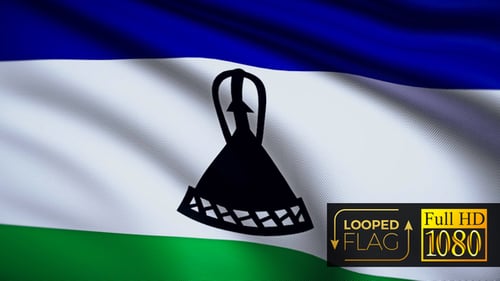 Lesotho National Flag Waving Seamless Loop Animation