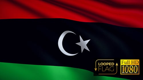 Libya National Flag Waving Loop Background