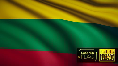 Lithuanian Flag Waving Looped Animation