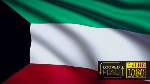 Waving Kuwait National Flag Seamless Loop Animation