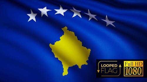 Realistic Waving Flag of Kosovo Seamless Loop