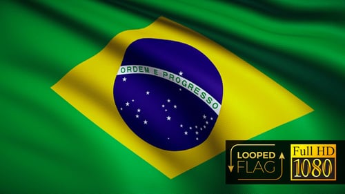 Waving Brazil Flag Looped Full HD Background Video