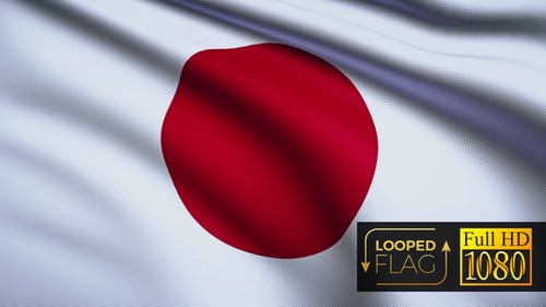 Seamless Loop Waving Flag of Japan Animation