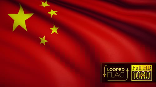 Realistic China Flag Waving Seamless Loop