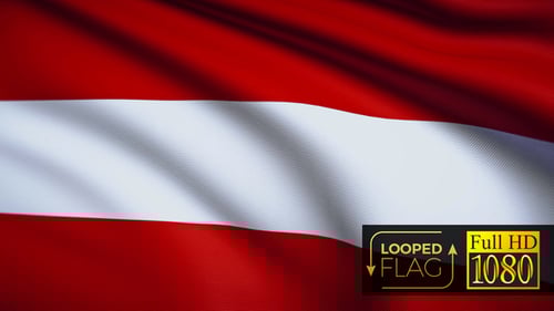 Seamless Red and White Flag Waving Background Loop