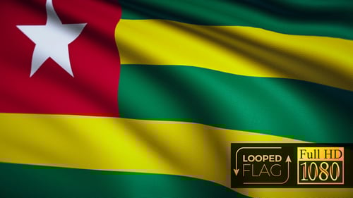 Togo National Flag Realistic Waving Loop Animation