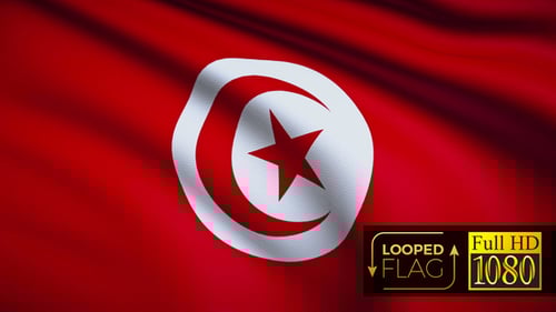 Tunisia Flag Waving Seamless Loop Animation