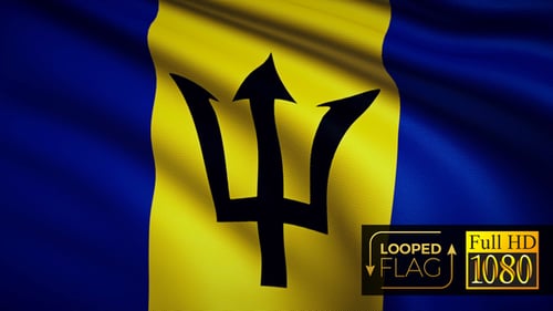 Barbados Flag Waving Seamless Loop Animation